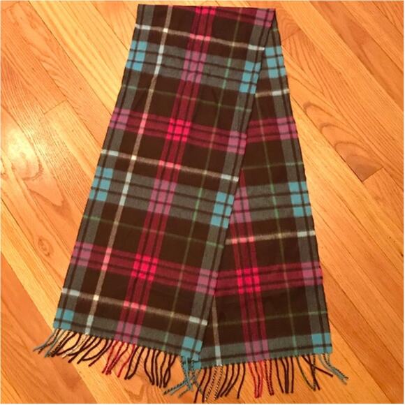 Kate Spade Plaid Fringe Scarf Lambswool Angora Blend Cozy Warm Winter Wrap - Picture 7 of 7